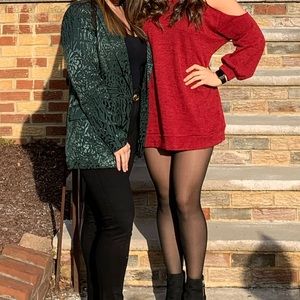 H&M Deep Green Printed Blazer